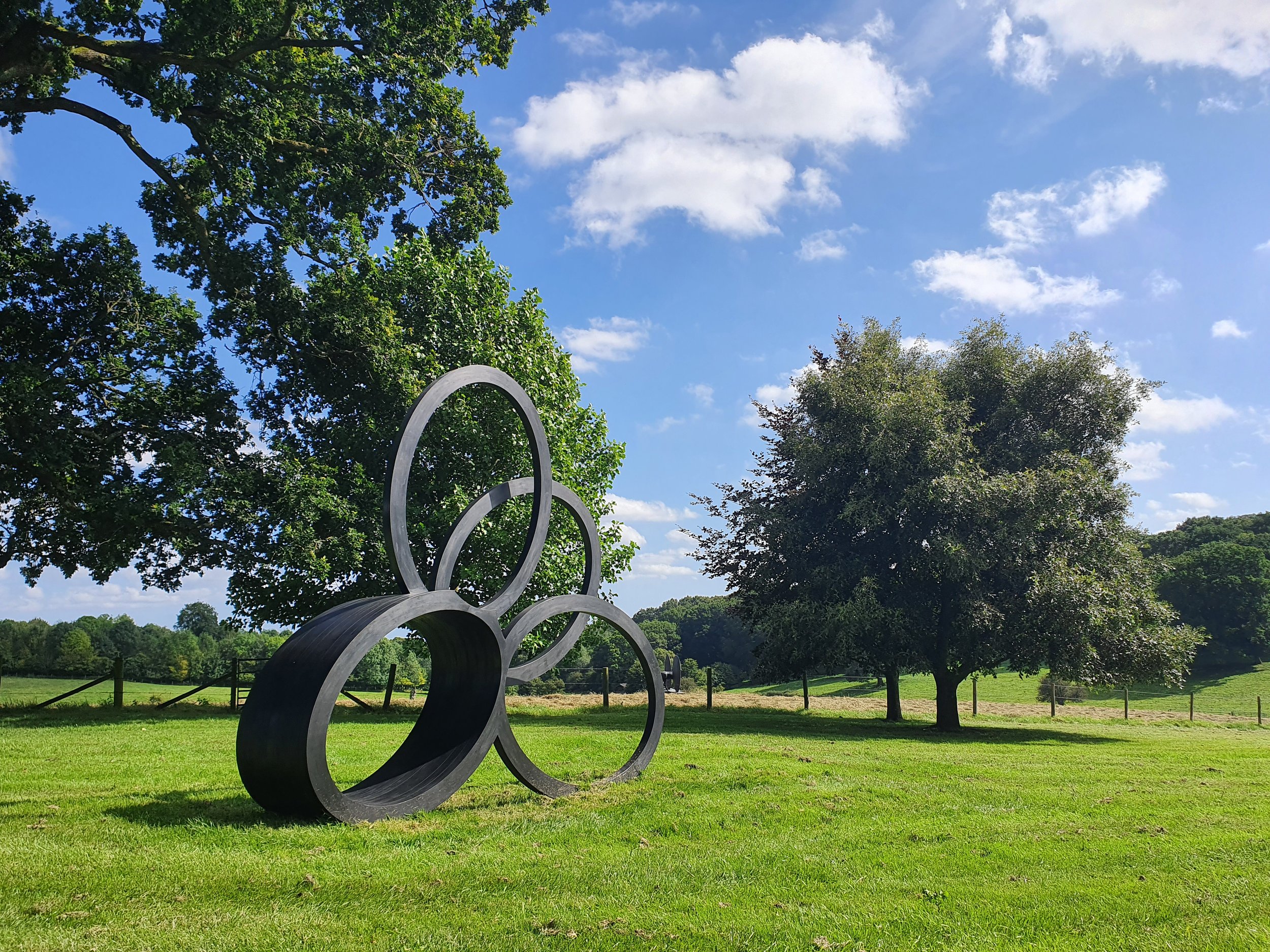 Nigel Hall, Mirrored, 2011, in the park at Roche Court