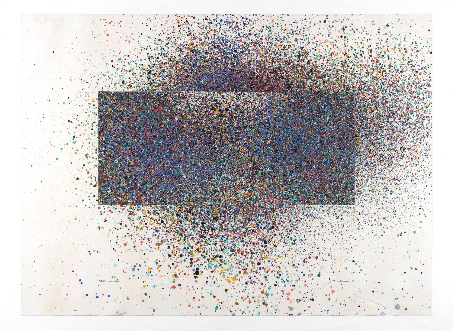 Ian Stephenson, Thames Understudy (open), 1972, oil paint on paper with collage